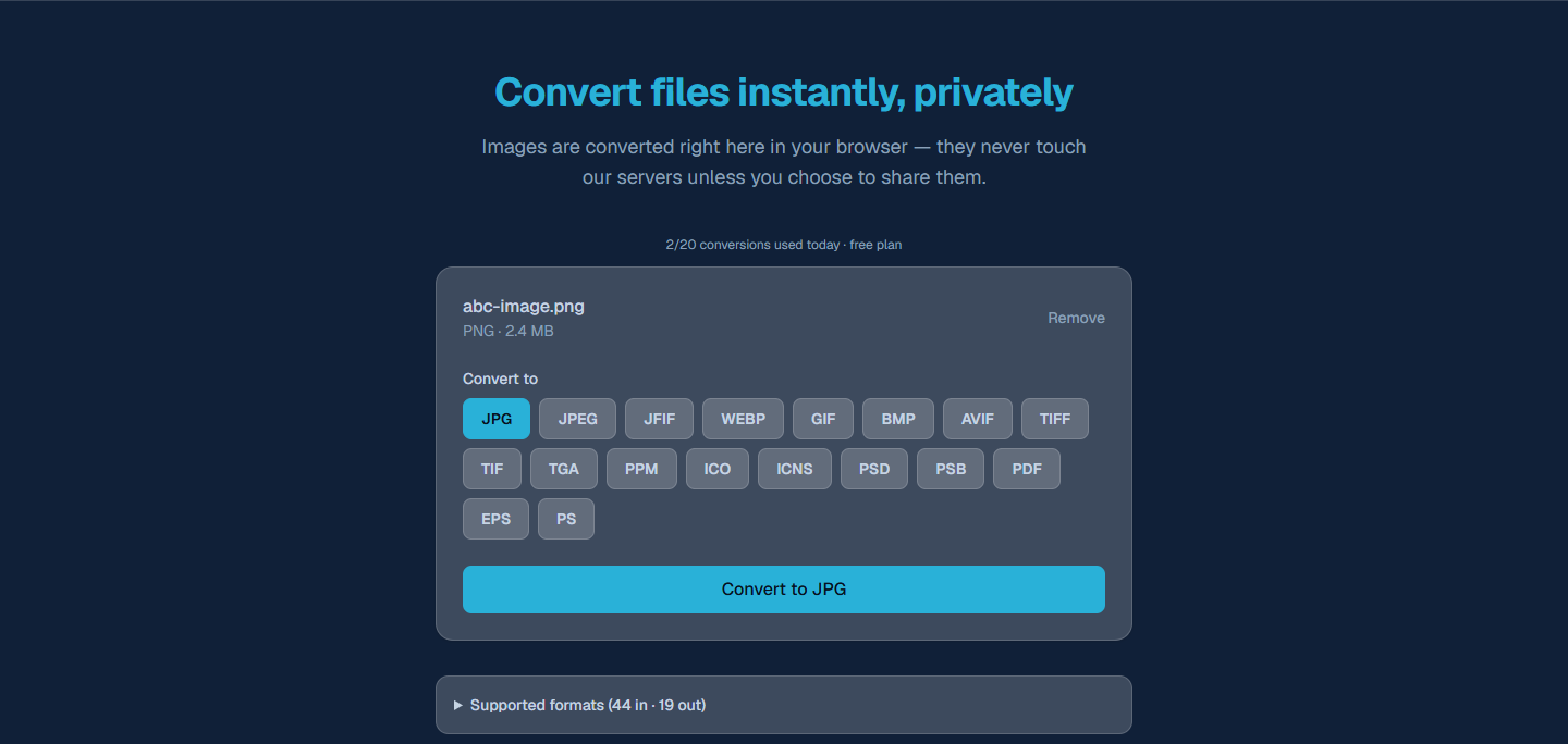 File Pioneer converter screen